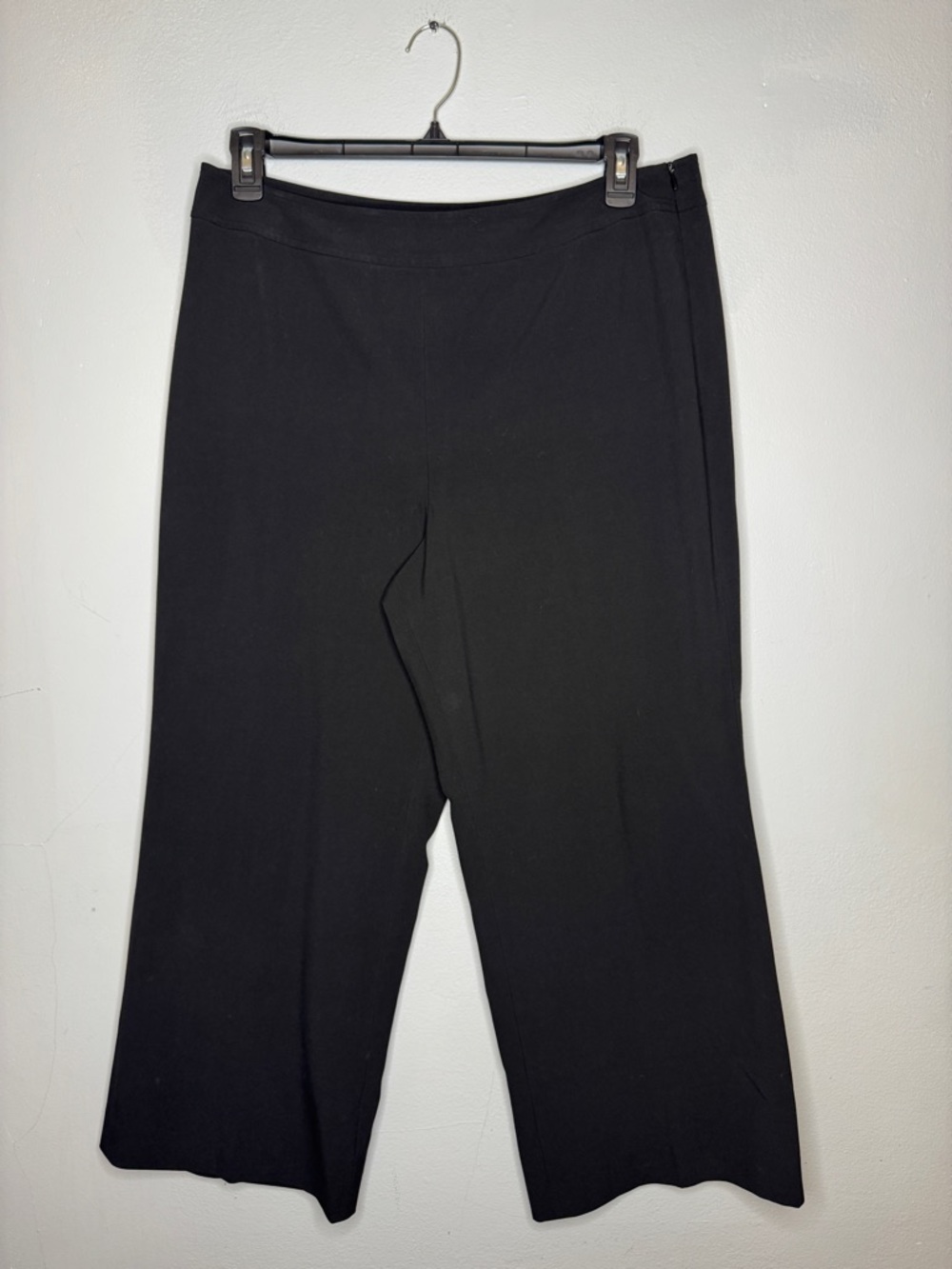 Talbots Black Cropped Wide-Leg Side Zipper Pants Size 16 Petite